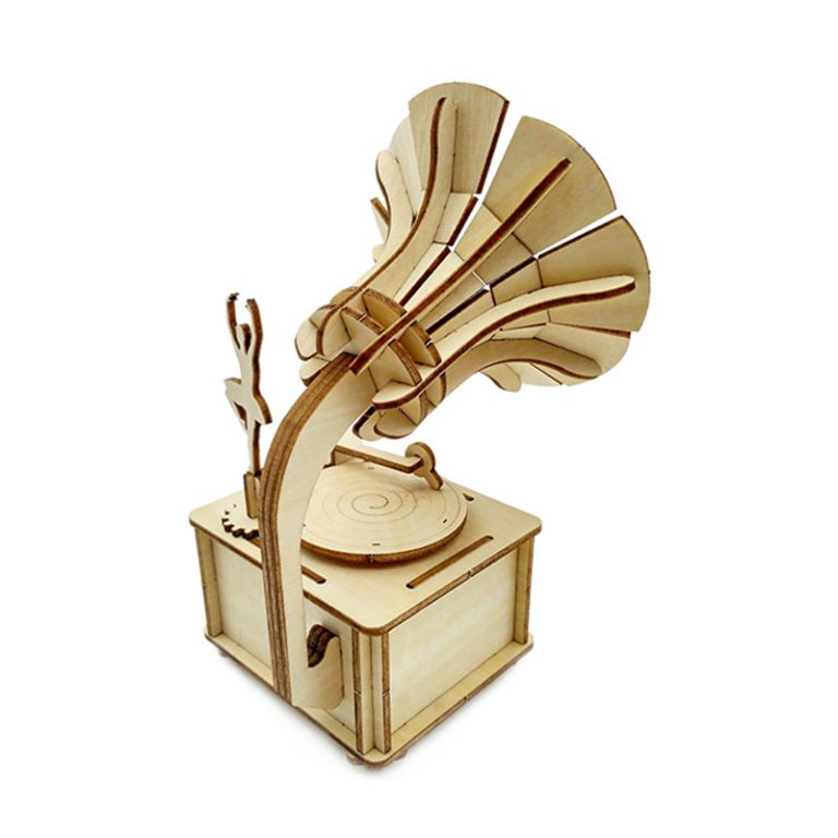 3D Wooden Music Box Puzzle Kit - Gramophone - DIYKit123